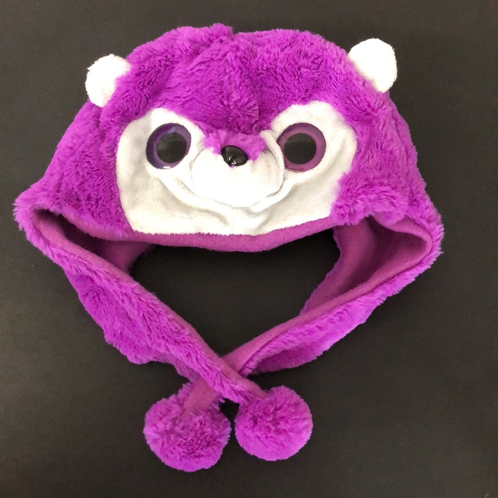 Googly Eyes Ideal Toys Purple Beanie Kids Animal Plush Hat